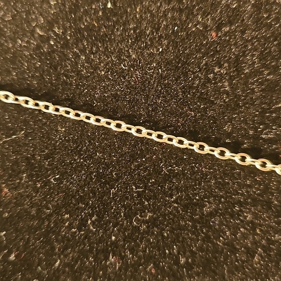 Silvertone & Stone Pendant On Silvertone 28"L Necklace - Picture 5 of 7